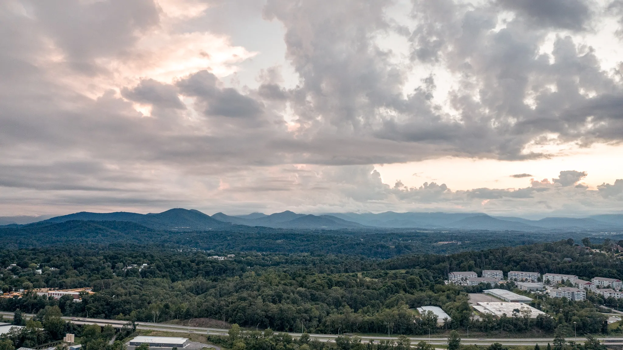 Western view from Storybook Villas at Reynolds Mountain, luxury townhomes, Asheville NC